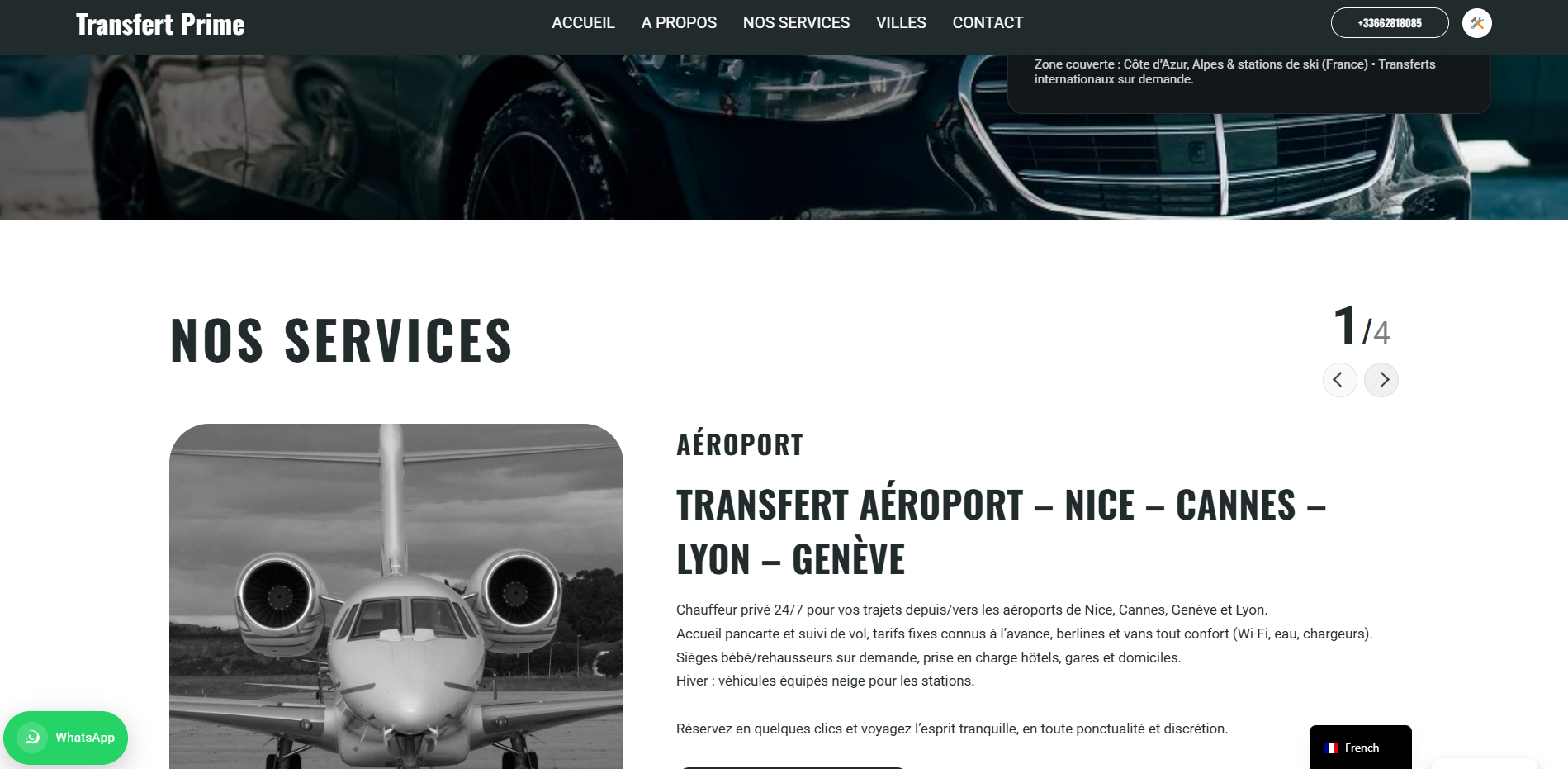 Transfert-Prime : site de réservation chauffeur privé avec animations